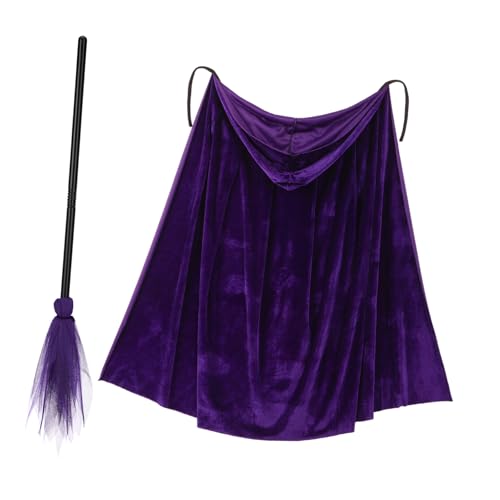 Beaupretty 1Satz Hexenbesen mit Umhang Halloween Kostümzubehör für Cosplay Karneval Maskerade Langlebige Requisite für Hexen Leicht Einfach zu Transportieren von Beaupretty