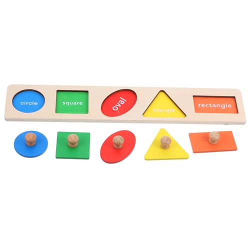 Beaupretty 1Satz Montessori Geometrisches Formsortierspielzeug Knopf Holzpuzzle für Lernspielzeug Feinmotorik und Hand Augen Koordination Ab Monaten von Beaupretty