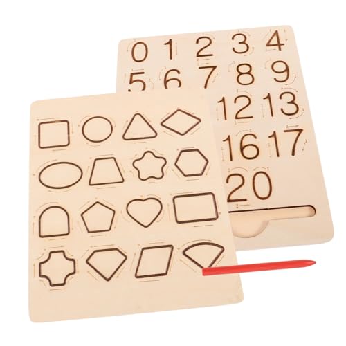 Beaupretty 1Satz Montessori Lernspielzeug Doppelseitiges Holzbuchstaben und Zahlenübungstablett für Pädagogisches Konzentration und Kreativität von Beaupretty