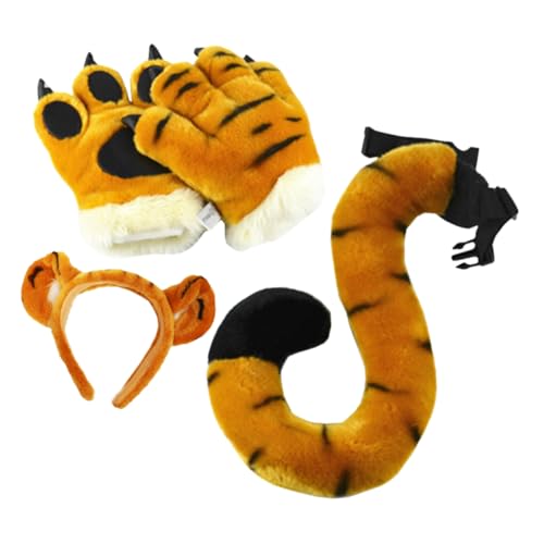 Beaupretty 1Satz Tier Kostümset für Erwachsene Teiliges Tigerohr Stirnband Pfotenhandschuhe und für Halloween Cosplay und Karneval und für Besondere Anlässe von Beaupretty