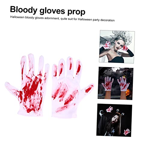 Beaupretty 2 Paare Blutige Handschuhe Halloween Deko Horror Requisiten für Haunted House Party Gruselige Kostüm Zubehör für Halloween Party und Streiche von Beaupretty