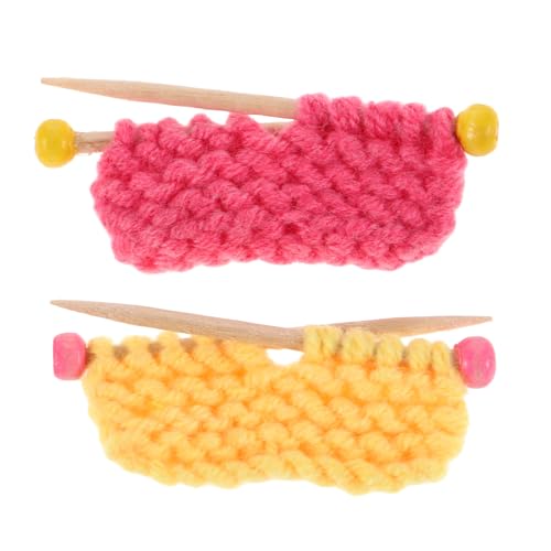 Beaupretty 2 STK. Miniatur Gestrickte Puppenmützen aus Weichem Wollgarn in Wassermelonenrot und Zitronengelb als DIY-deko Fotorequisiten und Handgefertigte Bastelaccessoires von Beaupretty