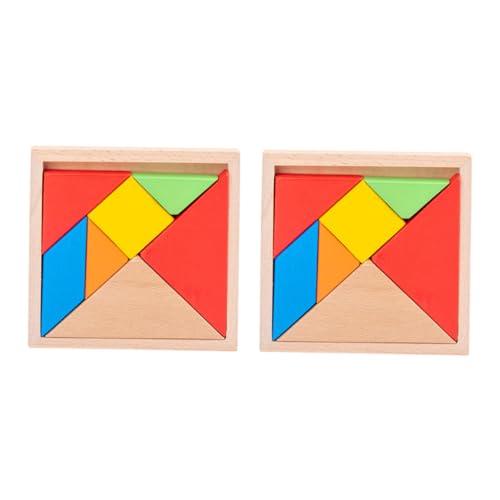 Beaupretty 2 Sätze Bunte Holz Tangram Puzzlespiel für Kleinkinder Montessori Lernspielzeug Form Farberkennung Frühförderung Geschenk von Beaupretty