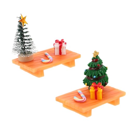 Beaupretty 2sätze Miniatur-weihnachtsdekorationen Für Puppenhäuser DIY-weihnachtsszenen-Requisiten Miniatur-zuckerstangen-Dekoration Mini-stuhlbankfigur von Beaupretty