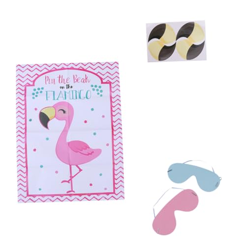 Beaupretty 2 Sätze Flamingo Party Spielset mit Aufkleber und Augenmaske Pinnspiel Poster für Geburtstag und Dekoration von Beaupretty