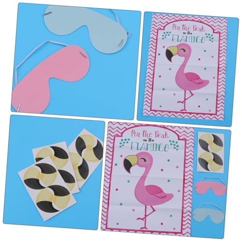 Beaupretty 2 Sätze Flamingo Partyspiel Aufkleber Teilig Wiederverwendbar Mit Augenmaske Für Geburtstag Foto Requisiten Tiermotiv von Beaupretty