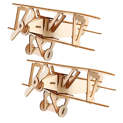 Beaupretty 2 Sätze Holzflugzeug Puzzle DIY Holzmodell Bausatz Lernspielzeug Dekoratives für Jungen Mädchen Schreibtisch Ornament von Beaupretty