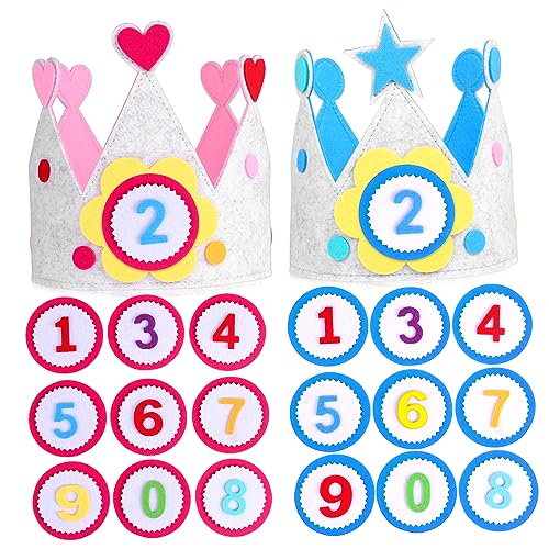 Beaupretty 2 Sätze Kronen Geburtstagsmütze mit Wechselzahlen Filz Partyhut für Jungen und Mädchen für Kindergeburtstag Süße Deko für Besondere Beaupretty 2 Sätze Kronen Geburtstagsmütze mit Wechselzahlen Filz Partyhut für Jungen und Mädchen für Kindergeburtstag Süße Deko für Besondere von Beaupretty
