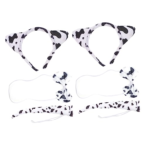 Beaupretty 2 Sätze Kuh Tierohren Haarreif mit Schleife und Schweif Leichtes Baumwoll Cosplay Zubehör für Kostümparty Fotorequisiten Verstellbar und Bequem von Beaupretty