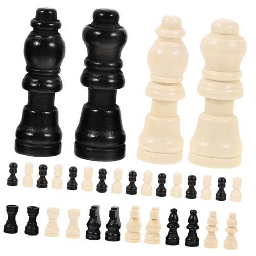 Beaupretty 2 Sätze Mini Holz Schachfiguren Kleine Spielfiguren für Schachbrett Reiseschach Zubehör Stabile Glatte Oberfläche Leicht zu Tragen von Beaupretty