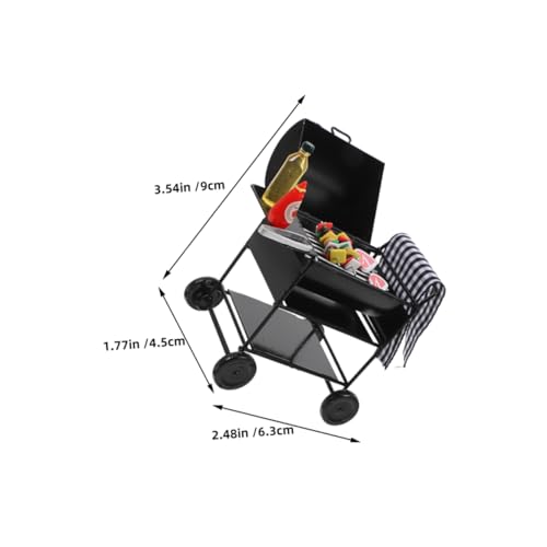 Beaupretty 2 Sätze Miniatur Grill Set Schwarz Metall Puppenhaus Grill Modell mit Spielessen Realistische BBQ Spielküche Zubehör für Rollenspiel von Beaupretty