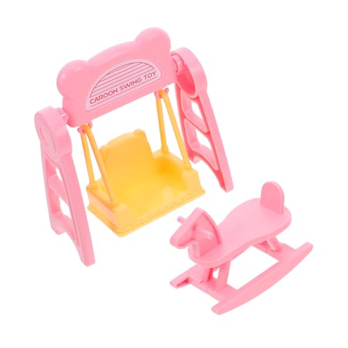 Beaupretty 2 Sätze Miniatur Puppenhaus Schaukel und Schaukelpferd Detailliertes Zubehörset für Kinderzimmer und Bastelprojekte Kreative DIY Schlossmöbel für Fantasievolles Rollenspiel von Beaupretty