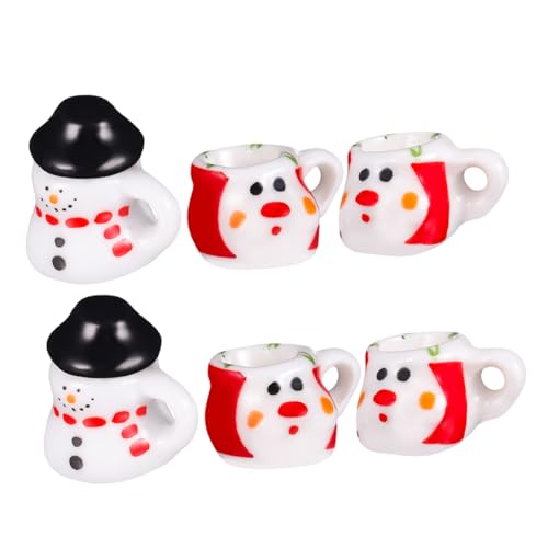 Beaupretty 2 Sätze Miniatur Schneemann Teeservice aus Porzellan Miniatur Puppenhaus Tee Tassen und Teekannen DIY Puppenhaus Küche Dekoration Kinderspielzeug und Weihnachtsdeko von Beaupretty