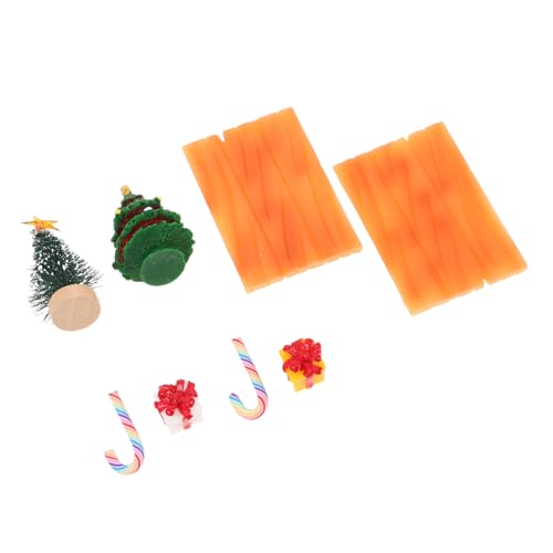 Beaupretty 2 Sätze Miniatur Weihnachtsbaum Candy Cane Geschenkbox Miniaturbank Stuhl Figuren für Puppenhaus Weihnachtsdeko DIY Festliche Szenen Zubehör von Beaupretty