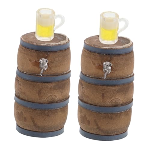 Beaupretty 2 Sätze Miniatur Wein und Bierfässer mit Gläsern Detailreiche Puppenhaus Deko für Wein Keller Bar Accessoires Vielseitig für DIY Basteln Garten Puppenhaus Szenen von Beaupretty