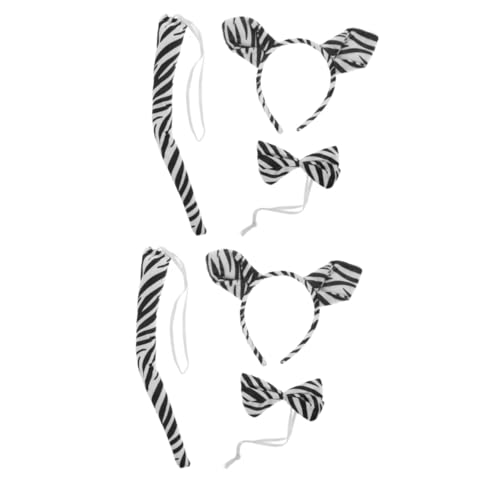 Beaupretty 2 Sätze Zebra Cosplay Kostüm Set Teiliges Zebra Ohren Stirnband und Weiches Flauschiges Tier Haarreif Zubehör für Karneval Fasching Halloween und Mottopartys von Beaupretty