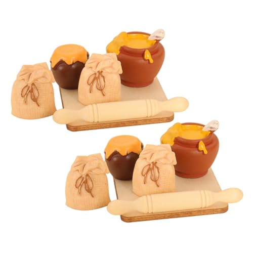 Beaupretty 2 Satz Puppenhaus Küchenzubehör Miniatur Backutensilien mit Holz Nudelholz Honigglas Mehltüte für Rollenspiel und Dekoration von Beaupretty