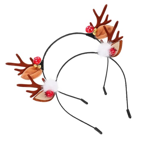 Beaupretty 2 Stk. Teiliges Weihnachts-haarreif Rentiergeweih Rotem Beeren Glocken-design Angenehmes Flock Eisenmaterial Festlicher Haarschmuck für Weihnachtsfeier und Party von Beaupretty