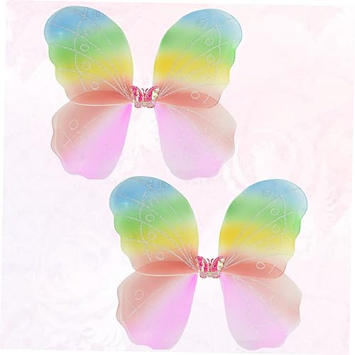 Beaupretty 2 Stück Bunte für Leichte Stoffflügel mit Trageband Zauberhafte Nymphen und Bühnenperformance Flügel für Mädchen Halloween Kostüm und Verkleidung von Beaupretty