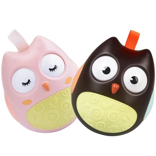 Beaupretty 2 Stück Cartoon Tumbler Niedliches Eulen Design Rassel für Junge Mädchen und Kleinkinder Fördert und Motorik Jahre Braun von Beaupretty