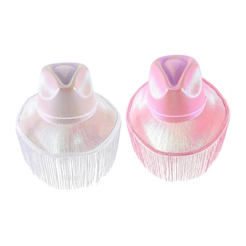 Beaupretty 2 Stück Cowgirl Hüte mit Bunten Fransen Glitzernde Westernhüte für Damen und Herren Verstellbare Leichte Partyhüte für Halloween Cosplay Western und Themenpartys von Beaupretty