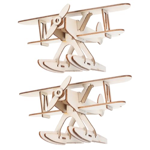 Beaupretty 2 Stück DIY Holz Flugzeug Modellbausatz Set aus Natürlichem Holz zum Bemalen Leicht Zusammenbaubar Fördert Kreativität Räumliches Denken und Kognitive Fähigkeiten für Unterwegs von Beaupretty