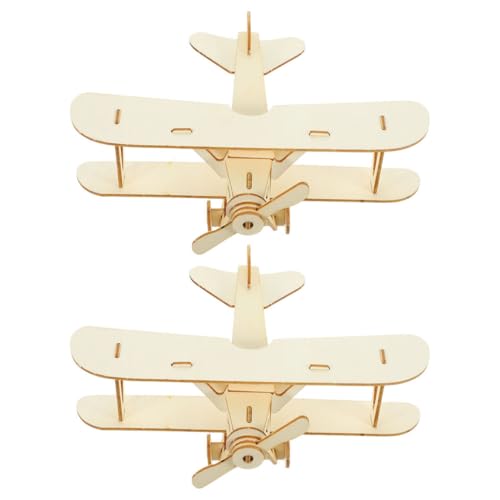 Beaupretty 2 Stück DIY Holz Flugzeug Modellbauset für Abnehmbar Fördert Kreativität Motorische Fähigkeiten Stem Lernen Sicher Pädagogisches Holzspielzeug Naturfarben von Beaupretty