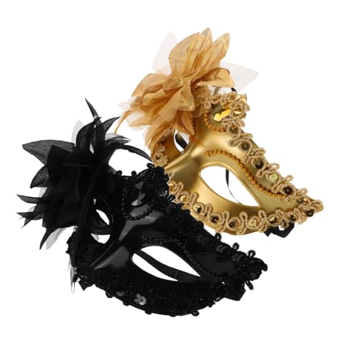 Beaupretty 2 Stück Damen Masquerade Masken Halbseitig mit Blumenmotiv Elegante Cosplay Masken für Halloween Karneval Kostümparty und Festliche Ballveranstaltungen Gold und Schwarz Beaupretty 2 Stück Damen Masquerade Masken Halbseitig mit Blumenmotiv Elegante Cosplay Masken für Halloween Karneval Kostümparty und Festliche Ballveranstaltungen Gold und Schwarz von Beaupretty