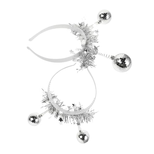 Beaupretty 2 Stück Disco Ball Stirnband Urlaubsstirnband Punk-stirnband Feier-stirnband Halloween-party-accessoire Festival-outfits Für Frauen Discokugel-kopfbedeckung Silber Plastik von Beaupretty