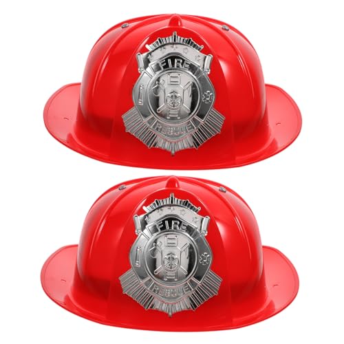 Beaupretty 2 Stück Feuerwehrhelm aus Robustem Kunststoff Leichter Feuerwehrmann Hut als Kostümzubehör für Jungen und Mädchen für Fasching Rollenspiel Halloween und Themenpartys von Beaupretty
