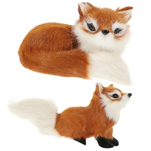 Beaupretty 2 Stück Fuchs Figuren Realistische Deko für Garten und Zuhause Süße Tierornamente für Feste und Anlässe Vielfältige Verwendungsmöglichkeiten von Beaupretty