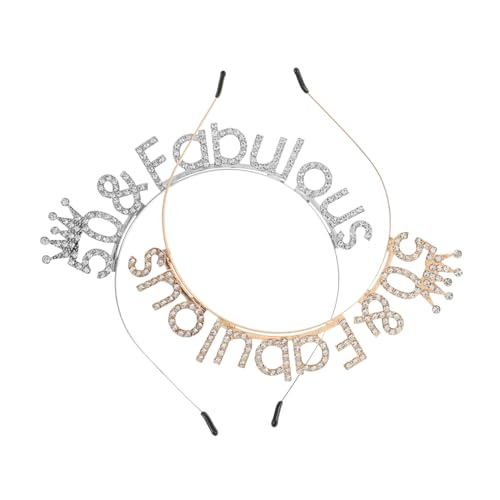 Beaupretty 2 Stück Geburtstags-stirnband für Frauen mit Funkelnder Strasskrone Ergonomisch Leicht Elegant Glänzend Party-accessoire für Damen Prinzessin Tiara Kopfband Gold und Silber von Beaupretty
