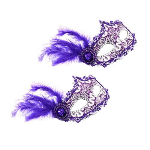 Beaupretty 2 Stück Halbseitige Lace Masken für Tanzparty und Kostüm Komfortable Masquerade Masken in Geeignet für Karneval Ball und Cosplay Events von Beaupretty