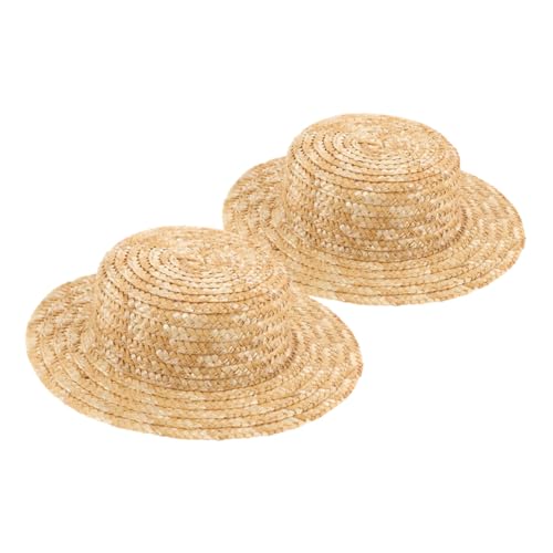Beaupretty 2 Stück Handgemachte Kleine Hüte für Puppen Runde Kappen aus Stroh für DIY Projekte Bastelbedarf Tischdekoration und Ornamente von Beaupretty