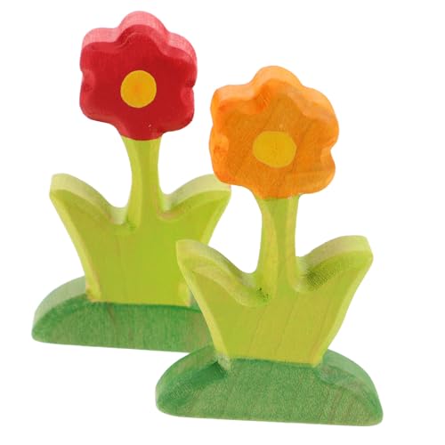Beaupretty 2 Stück Handgeschnitzte Holzblumen Bausteine Dekorative DIY Mikrolandschaft Pädagogisches für Natürliche Holzblumen Deko für Zuhause und Eltern Junge Mädchen Interaktion von Beaupretty