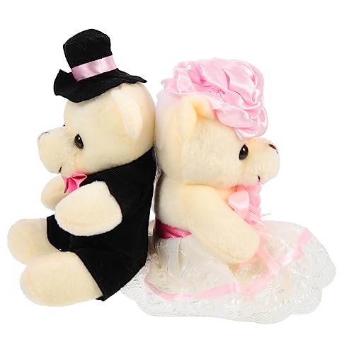 Beaupretty 2 Stück Hochzeitsbär Plüschtiere mit Süße Dekoration für Kinderzimmer Brautpaar zur Hochzeit oder Polterabend von Beaupretty