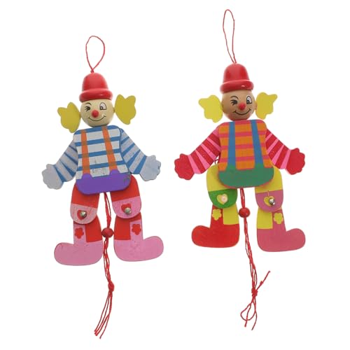 Beaupretty 2 Stück Holz Marionetten Puppen Teilig Clown Marionette Holzspielzeug mit Zugfaden Handgefertigt für Kreatives Theater für Mädchen und Jungen Weihnachten Geburtstag von Beaupretty