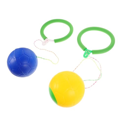Beaupretty 2 Stück Jumping Balls für Erwachsene Outdoor Sportgerät mit Fußring für Einzelhüpfen Interaktives Fitnessspielzeug zur Koordination und Bewegung Gelb und Blau von Beaupretty