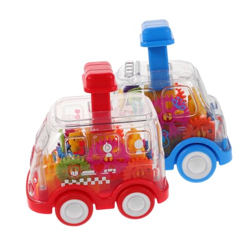 Beaupretty 2 Stück Kinderfahrzeug mit Transparentem Bunte Zahnräder Reibungsbetriebenes Spielzeugauto für Kleinkinder Robust Kindgerecht Fördert Motorik und Kreativität von Beaupretty