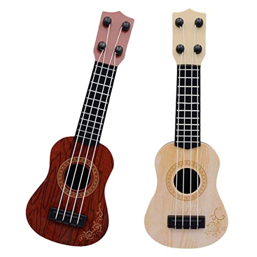 Beaupretty 2 Stück Kinderspielzeug Ukulele Modell Realistische Simulation Kindgerechtes Musikinstrument Pädagogisches Lernspielzeug für Mädchen und Jungen Braun und Cremefarben Fördert von Beaupretty