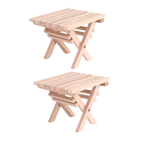 Beaupretty 2 Stück Klappbarer Miniatur Holztisch Faltbarer Puppenhaus Gartentisch Langlebiges Mini Möbel Modell für DIY Hausdeko Handwerk und Fotografie Zubehör von Beaupretty