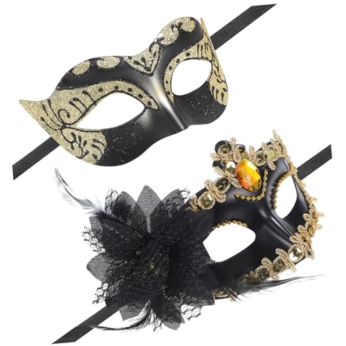 Beaupretty 2 Stück Masquerade Ball Masken für Kostümmasken Kunststoff mit Goldenen Pailletten und Schwarzem Design für Halloween Karneval und Maskenball Beaupretty 2 Stück Masquerade Ball Masken für Kostümmasken Kunststoff mit Goldenen Pailletten und Schwarzem Design für Halloween Karneval und Maskenball von Beaupretty