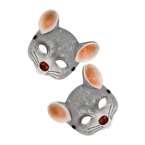 Beaupretty 2 Stück Mausmaske Halloween-Maske Maskerade Maske masken halloween Cosplay-Maske Ratten-Halbmasken halbtiergesicht katze Mäusekostüm PU-Schaum Light Grey von Beaupretty