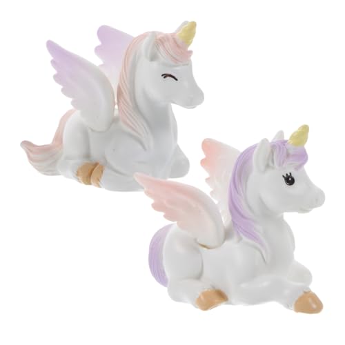 Beaupretty 2 Stück Mini Einhorn Figuren aus Hochwertigem Resin Niedliche Dekoration für Kuchen Gartenornamente Robuste und Langlebige Deko für Sammler von Beaupretty