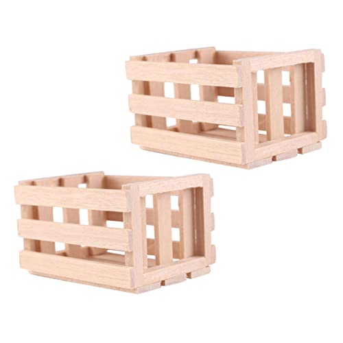 Beaupretty 2 Stück Mini Holzkorb Puppenhaus Aufbewahrungskorb aus Holz Material Miniatur Aufbewahrungskorb für Puppenhaus Dekoration Leicht und Kompakt Sicher für Spielzeugzimmer Zubehör von Beaupretty
