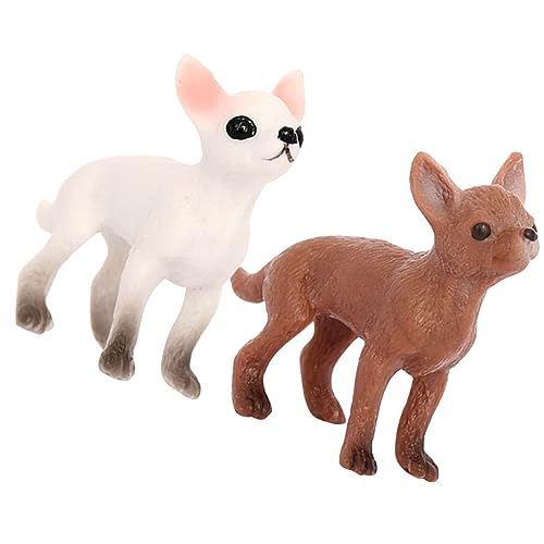Beaupretty 2 Stück Mini Hundefiguren Realistische Chihuahua Modelle als Deko für Tisch Fensterbrett Bücherregal Lernspielzeuge Wohnaccessoires für von Beaupretty