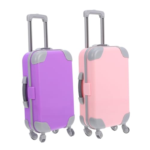 Beaupretty 2 Stück Mini Trolley Koffer für Puppen Teiliges und Hellviolett Realistische Miniatur Reisekoffer mit Großem Stauraum und Robustem Material Puppenzubehör für Mädchen und von Beaupretty