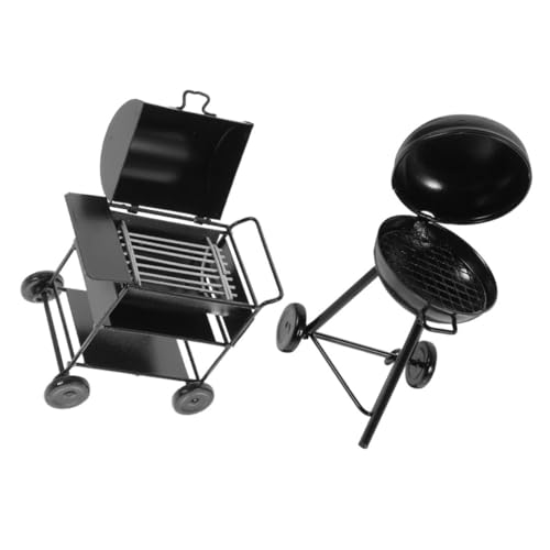 Beaupretty 2 Stück Miniatur BBQ Grill Modell Retro Eisen Miniaturgrill für Puppenhaus Tragbarer Mini Spielgrill Vielseitiges Küchenaccessoire für Kreative Dekoration und Lernspiel von Beaupretty