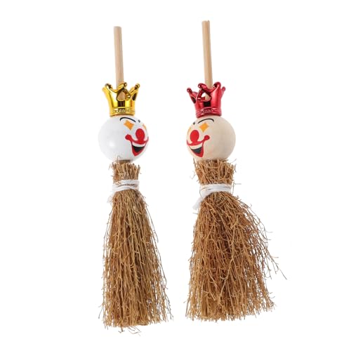 Beaupretty 2 Stück Miniatur Besen Clown Motiv Puppenhaus Requisiten Holzbesen für Puppenhaus Dekor Halloween Miniaturbesen Zubehör von Beaupretty