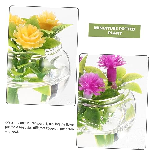 Beaupretty 2 Stück Miniatur Dollhouse Pflanzen Teilig Miniatur Bonsai aus Transparentem Realistische Mini Töpfe Gelb und Dekorative Puppenhaus Deko für Wohn und Gartenlandschaften von Beaupretty